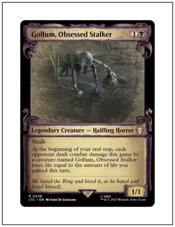 1x Gollum, Obsessed Stalker, Showcase Scrolls Art, LOTR, Magic MTG NM - Image 1