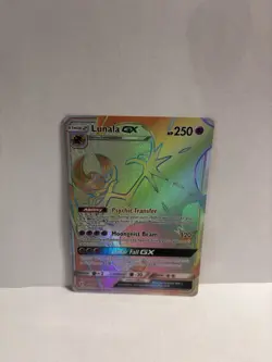 Pokemon TCG Lunala GX Rainbow Secret Rare Card Sun & Moon 153/149 - Image 1