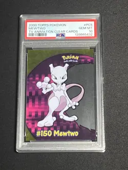 2000 TOPPS POKEMON TV ANIMATION CLEAR CARDS #PC5 MEWTWO PSA 10 Gem Mint - Image 1
