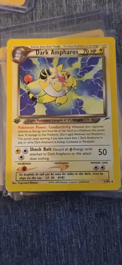 Pokemon Neo Destiny 1st Edition Dark Ampharos Holo Card Psa 9 - Image 1
