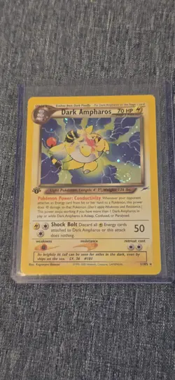 Pokemon Neo Destiny 1st Edition Dark Ampharos Holo Card Psa 9 - Image 4