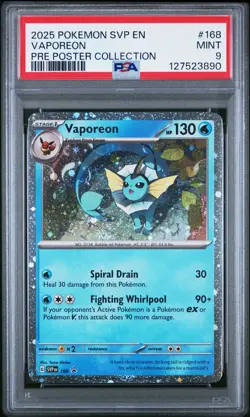 2025 POKEMON SVP PROMO PRISMATIC EVOLUTION POSTER COLLECTION #168 VAPOREON PSA 9 - Image 1