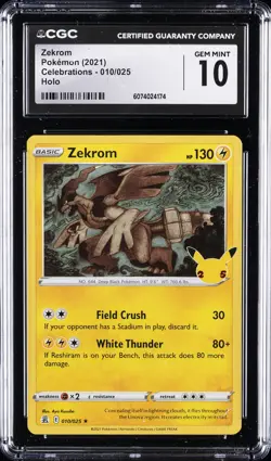 2021 POKEMON CELEBRATIONS HOLO #010 ZEKROM CGC 10 GEM MINT - Image 1
