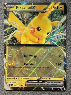 Pikachu ex 028/131 Prismatic Evolutions Double Rare Holo Pokemon Card PRE en NM - Image 1