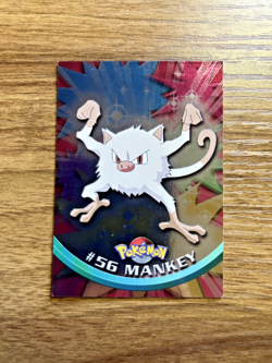 #56 Mankey - Pokemon Topps Silver Holo Card - Blue Logo - Image 1