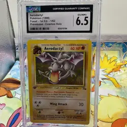 1999 POKEMON FOSSIL 1ST EDITION #1 AERODACTYL-HOLO CGC 6.5 Prerelease Stamped - Image 1