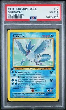 1999 POKEMON FOSSIL 1ST ED #17 ARTICUNO PSA 6 - Image 1