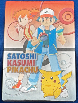 Pokemon 1999 Japanese Meiji Embossed Foil Promo Card Ash Misty Pikachu / Satoshi - Image 1