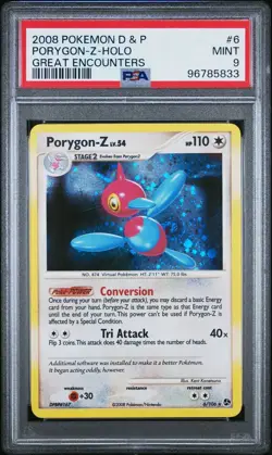 2008 Pokemon Diamond & Peal Great Encounters # 6 Porygon Z Holo PSA 9 Card MINT! - Image 1