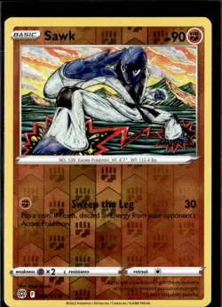 Pokemon Sawk 081/172 Brilliant Stars Reverse Holo Common 3 Card Lot - Image 1