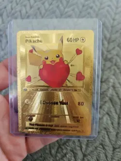I Choose You! Pikachu Gold Foil Fan Art Vinyl Textured Collector Pokemon Card - Image 1