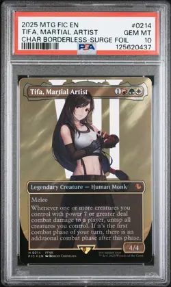 MTG Final Fantasy Tifa, Martial Artist Borderless 0214 Surge Foil PSA 10 GEM MT - Image 1