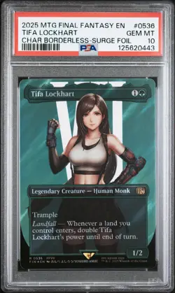 MTG Final Fantasy Tifa Lockhart Borderless 0536 Surge Foil PSA 10 GEM MT - Image 1