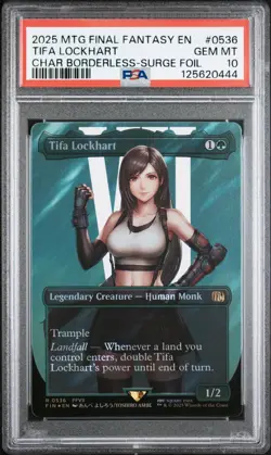 MTG Final Fantasy Tifa Lockhart Borderless 0536 Surge Foil PSA 10 GEM MT - Image 1
