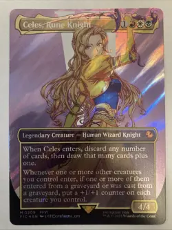 Celes, Rune Knight 0209 M (Borderless Surge Foil) MTG Final Fantasy Commander - Image 1