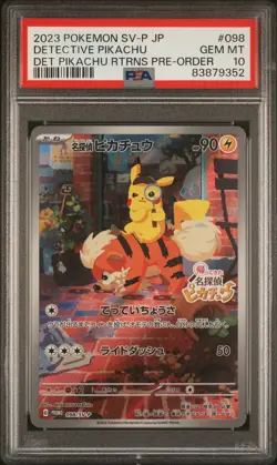 2023 POKEMON JAPANESE SV-P PROMO #98 DETECTIVE PIKACHU RETURNS PRE ORDER PSA 10 - Image 1
