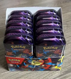 Lot of 10 Sealed Mini Tins Pokemon TCG Mega Evolution Mega Heros W/ Display Box - Image 1