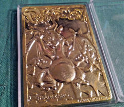 23K Gold Plated CHARIZARD Trading Card 1999 Burger King Pokemon in Plastic Case - Image 1