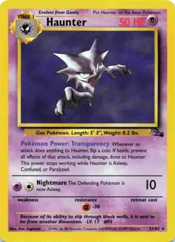 Haunter - 21/62 - Rare - Unlimited Edition Fossil Pokemon - Image 1