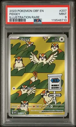 PIDGEY #207 ILLUSTRATION RARE 2023 POKEMON OBF EN OBSIDIAN FLAMES PSA 9 MINT - Image 1