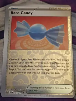 OFF/MISCUT Pokemon TCG Reverse Holo Scarlet & Violet Base Set Rare Candy 191/198 - Image 1