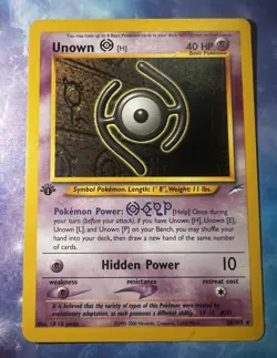 * 1st Edition * Vintage Unown H 28/105 Neo Destiny Rare Card Pokemon TCG - Image 1
