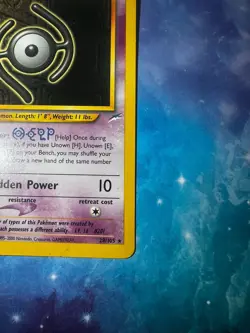 * 1st Edition * Vintage Unown H 28/105 Neo Destiny Rare Card Pokemon TCG - Image 4