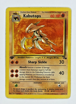 Pokemon TCG Kabutops Base Fossil Set, 24/62, Regular 1st Edition Rare Card - Image 1