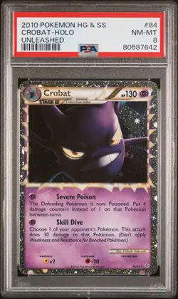 2010 POKEMON UNLEASHED CROBAT PRIME #84 ULTRA RARE HOLO PSA 8 NM-MINT #80587642 - Image 1