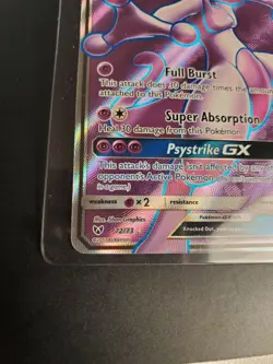 2017 Mewtwo GX 72/73 Shining Legends Holo Full Art Pokemon Card - Image 2