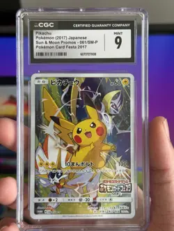 Pikachu 061/SM-P Promo champions league Festa 2017 Japanese Pokemon Card CGC 9 - Image 1