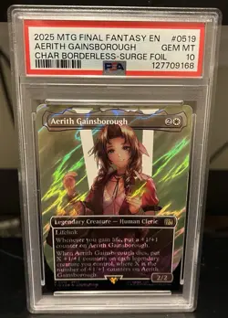 PSA 10 - Aerith Gainsborough (Borderless Surge Foil) 0519 - MTG x Final Fantasy - Image 1
