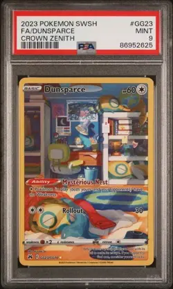 2023 Pokemon Crown Zenith Dunsparce FULL ART #GG23 HOLO RARE PSA 9 MINT - Image 1