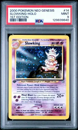 Pokemon Slowking Neo Genesis 1st Edition Holo Rare #14 PSA 9 Mint DOUBLE SWIRL! - Image 2