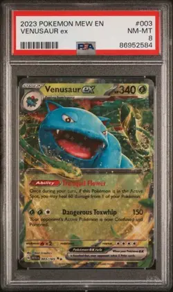 2023 Pokemon 151 Venusaur ex Extended Art DOUBLE RARE PSA 8 NM-MT #003 - Image 1