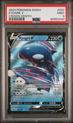 2023 Pokemon Crown Zenith Kyogre V Extended Art Holo Rare #037 PSA 9 MINT - Image 1