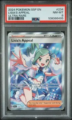 2024 Pokemon Surging Sparks Lisia's Appeal FA ULTRA RARE 234/191 PSA 8 NM-MT - Image 1