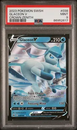 2023 Pokemon Crown Zenith Glaceon V Extended Art PSA 9 MINT #038 Holo Rare - Image 1