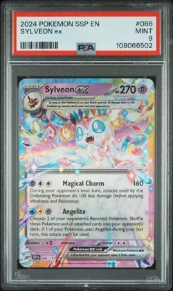 2024 Pokemon Surging Sparks Sylveon ex Extended Art Double Rare PSA 9 MINT #086 - Image 1