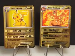 Thicc Charizard & Thicc Pikachu Collectible Metal Card For Display Only - Image 1