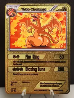 Thicc Charizard & Thicc Pikachu Collectible Metal Card For Display Only - Image 3