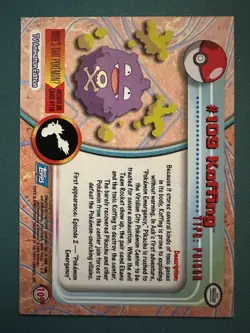 Topps Pokemon Card TV Series Chrome Foil Blue Logo 1st Edition #109 Koffing NM - Image 2