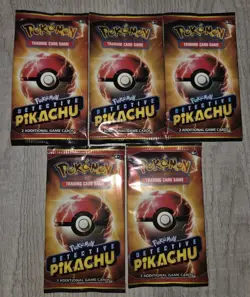 5x Pokemon Detective Pikachu Promo 2 Card Booster Pack (New) - Image 1