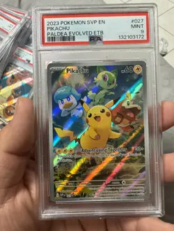 2023 POKEMON SVP EN-SV BLACK STAR PROMO #027 PIKACHU PSA 9 TCG Card - Image 1