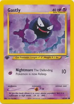 Gastly - 65/105 - Common 1st Edition Near Mint Neo Destiny Pokemon - Image 1