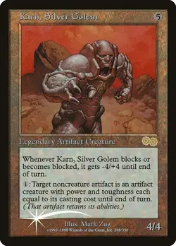 1X Karn, Silver Golem Urza's Saga Promo FOIL Arena 1999 MINT Card - Image 1