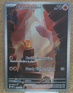 CHARMANDER 168/165 IR POKEMON CARD ENGLISH SV 151 FULL ART ILLUSTRATION HOLO NM - Image 1