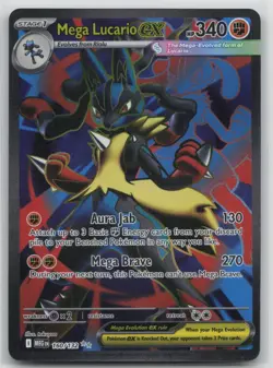 Pokemon Card Mega Lucario ex Ultra Rare ME01: Mega Evolution 160/132 NM - Image 1