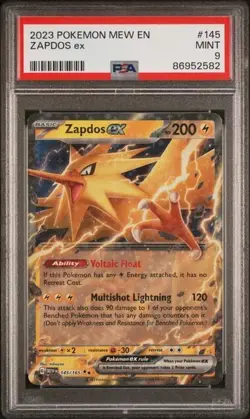 2023 Pokemon 151 Zapdos ex #145 Double Rare Extended Art PSA 9 MINT - Image 1