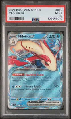 2024 Pokemon Surging Sparks Milotic ex EXTENDED ART Double Rare PSA 9 MINT #042 - Image 1